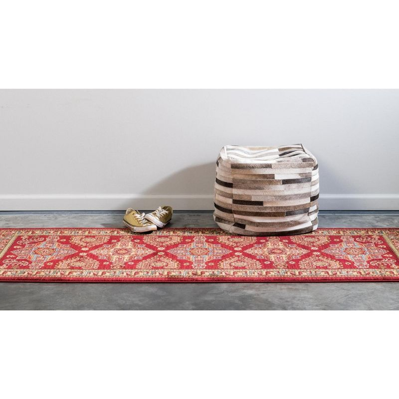 Unique Loom 2' 7 x 7' 1 Runner Red Sahand Philip Area Rug