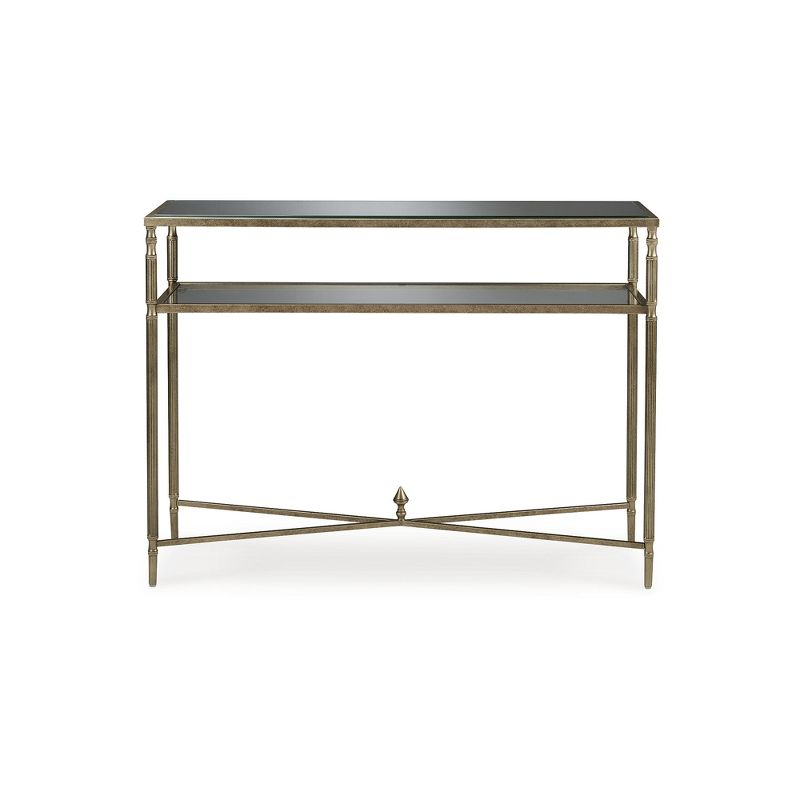 Signature Design by Ashley Cloverty Glass Top Sofa Table, Gold Finish