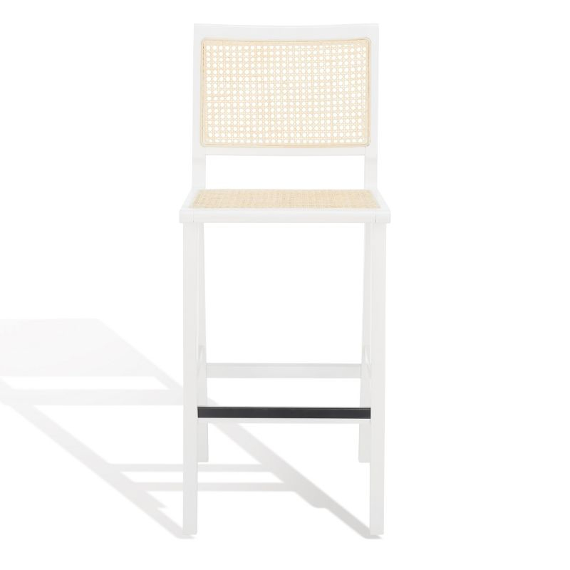 Hattie French Cane Barstool - SFV4140 - White/Natural - Safavieh Couture