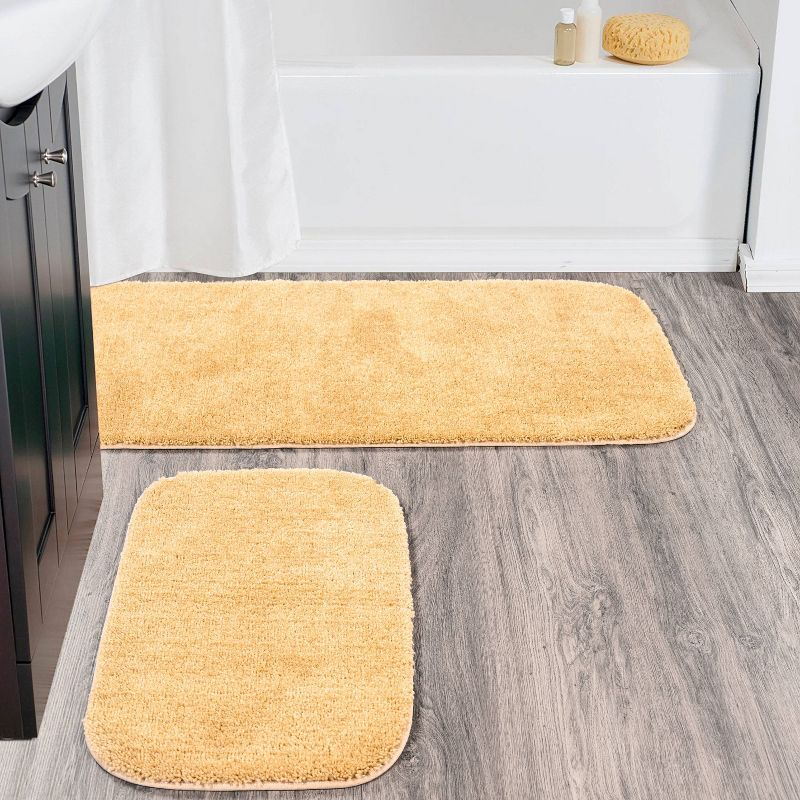 2pc Traditional Nylon Washable Bathroom Rug Set Linen - Garland Rug: Machine Made, Tufted, Latex Backing