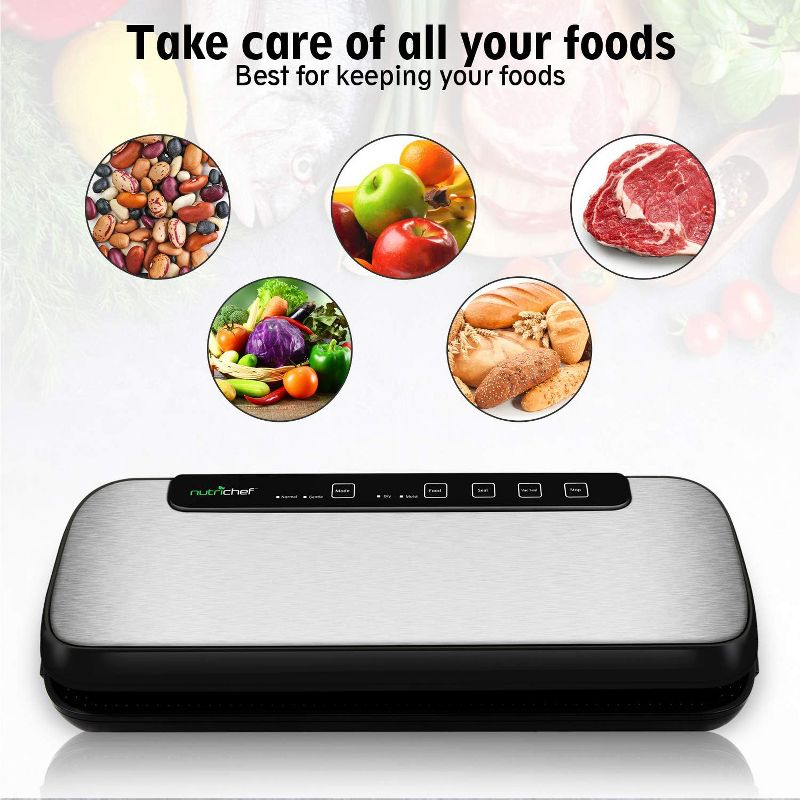 Automatic Vacuum Sealer for Food Storage with Stainless Steel Housing, Easy Operation, + Freshness Preservation