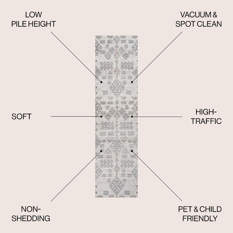 2'x10' Bhalil Berber Diamond Geometric Runner Rug, Beige - JONATHAN Y