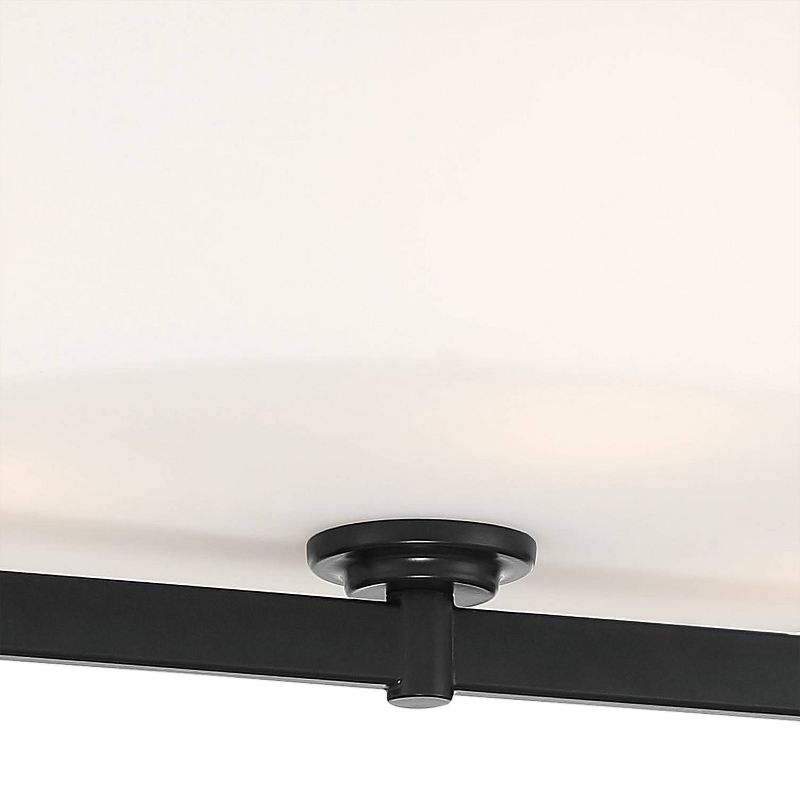 Minka Lavery Modern Ceiling Light Semi Flush Mount Fixture 16" Coal 4-Light Etched White Glass Drum Shade for Bedroom Living Room