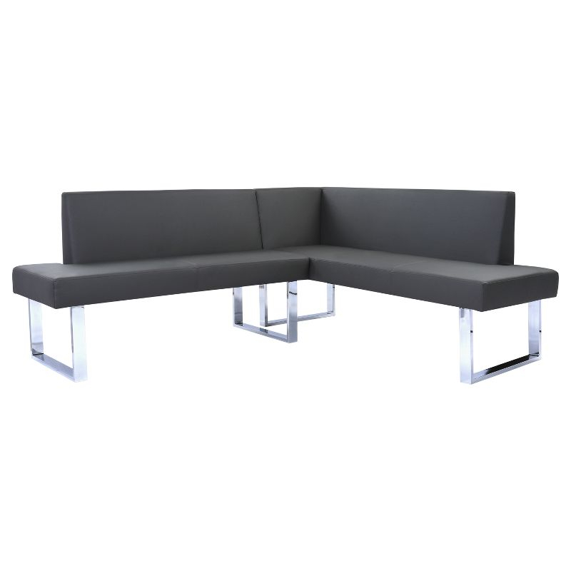 Amanda Contemporary Nook Corner Dining Bench: Chrome Legs, Padded Seat - Armen Living