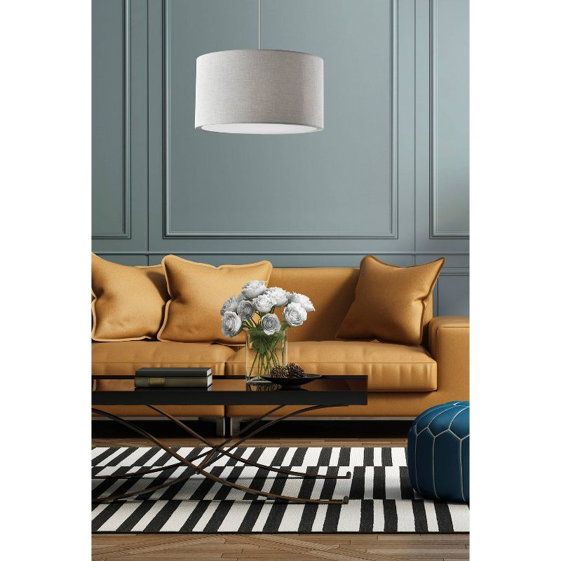 Harvest Large Drum Pendant White - Adesso: Swag Cord, 15ft Cable, ETL Listed, No Bulb Included