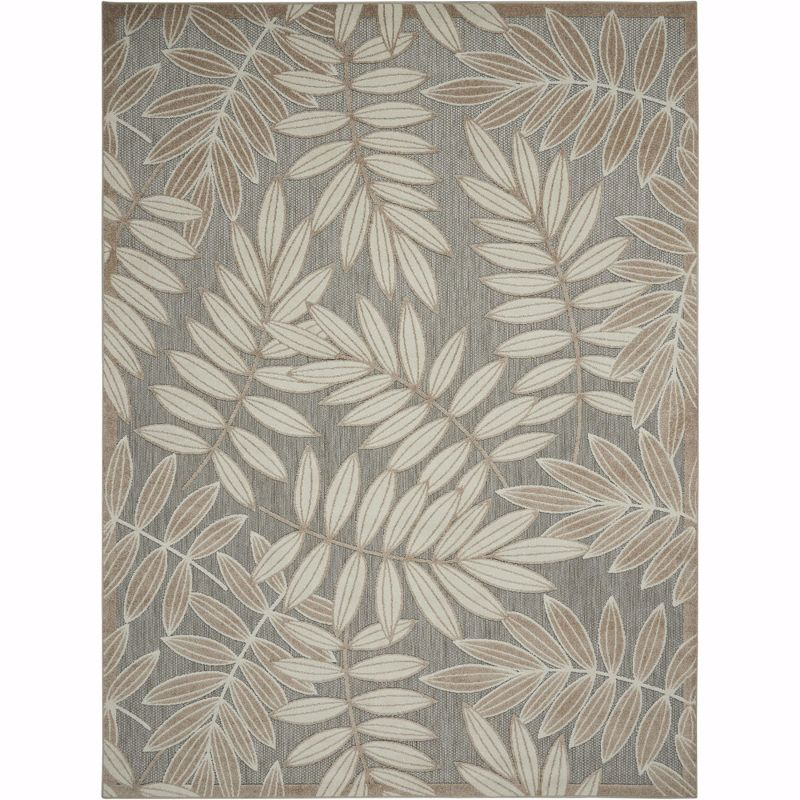 Nourison Aloha Floral Leaf Flatweave High-Low Indoor Outdoor Area Rug Natural 3'6" x 5'6"