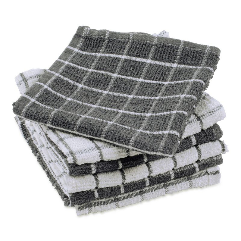 Design Imports Gray Combo Windowpane Dishcloth (Set Of 6)
