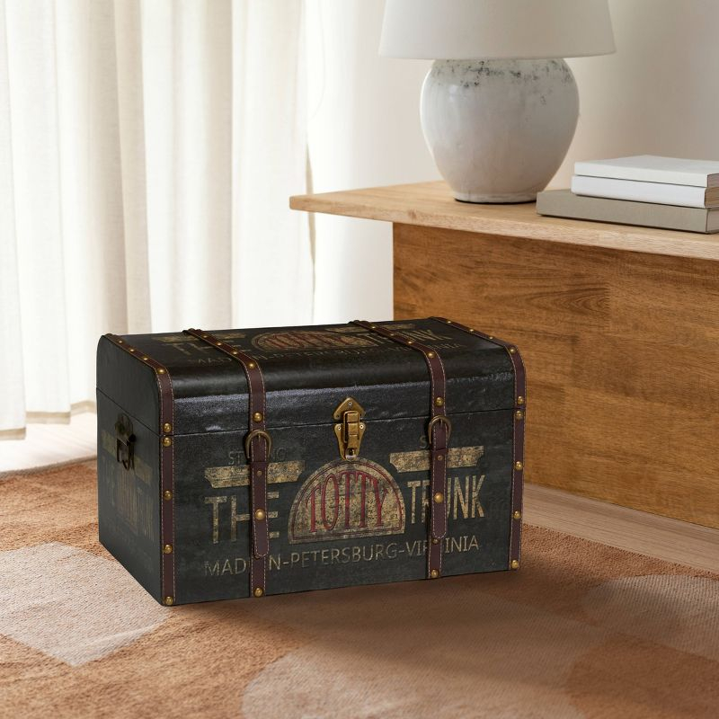 Household Essentials Large Decorative Trunk Green/Black: Multicolored Storage Trunk for All Ages, 22" Width