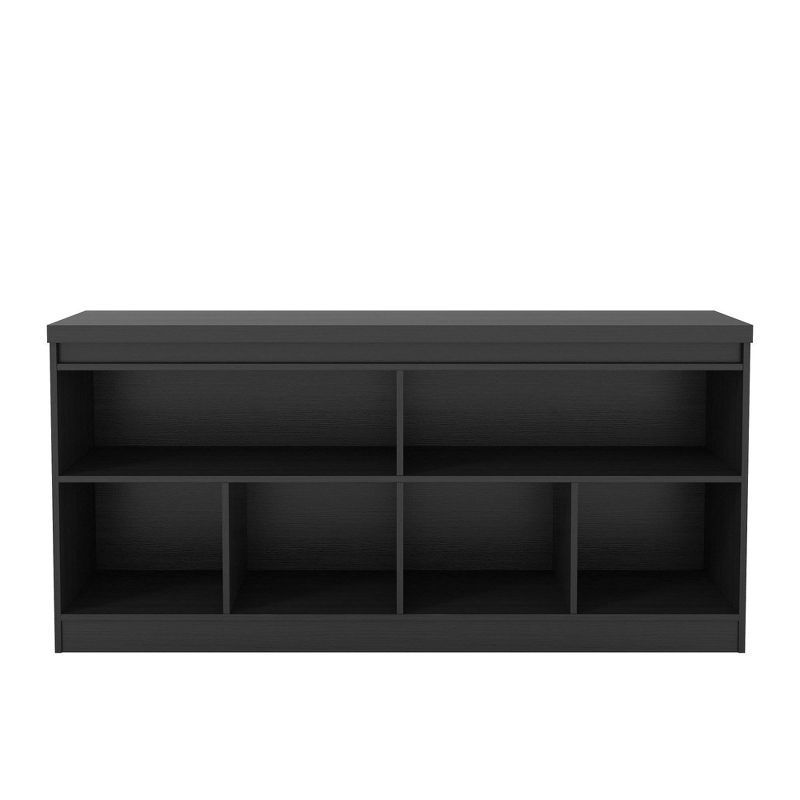 62.99" Viennese 6 Shelves Buffet Cabinet with Mirrors Matte Black - Manhattan Comfort: Modern Console Storage