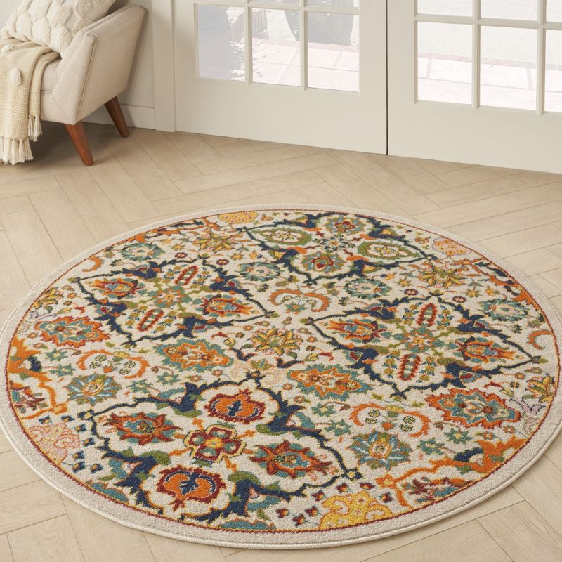 Nourison Allur Boho Indoor Area Rug Ivory Multicolor 5'3" x Round