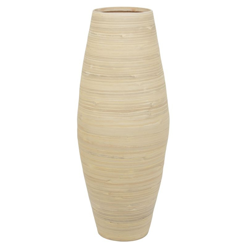 Uniquewise Handcrafted Tall Cylinder Bamboo Floor Vase – Elegant Decorative Accent for Home Offices, Hotel Lobbies, and Spa Spaces – Perfect Decor