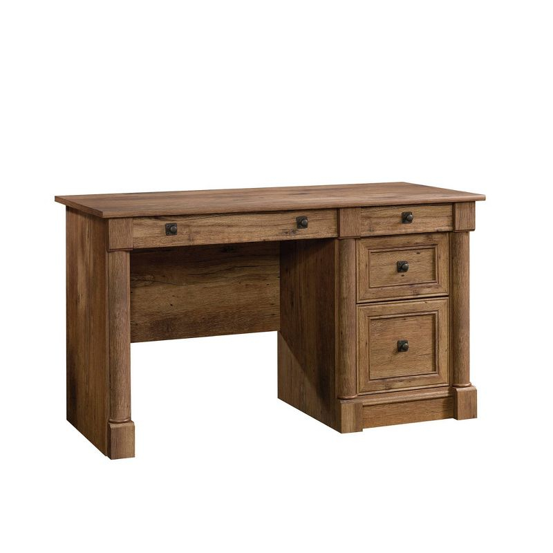 Palladia Computer Desk Vintage Oak Finish - Sauder: Executive, Metal Runners, Particle Board Frame