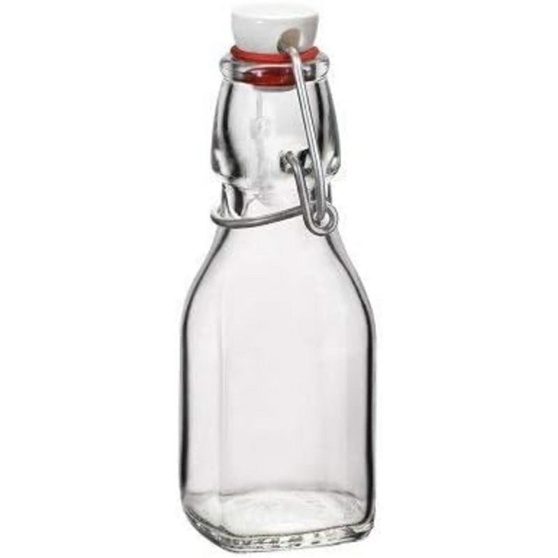 Bormioli Rocco Swing Bottle - 4.25 oz, Recyclable Glass with Airtight Seal - BPA-Free & Dishwasher Safe - Leakproof, Stain Proof Food Storage