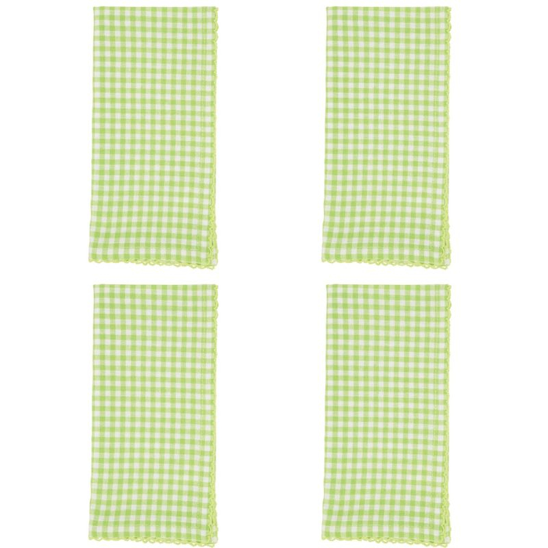 Saro Lifestyle Table Napkins With Gingham Design, Green, (Set of 4 pcs)