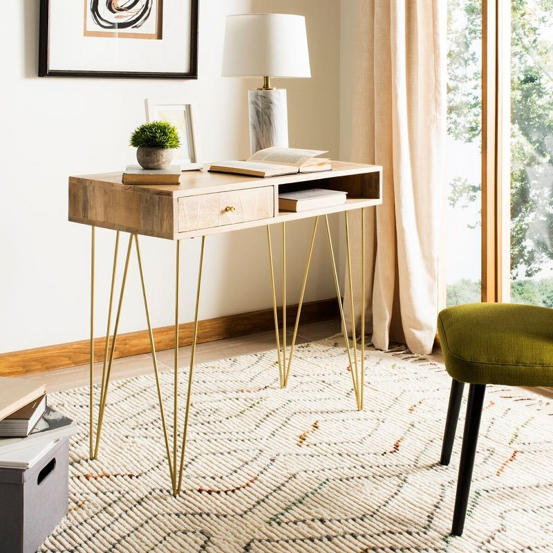 Marigold Desk - Natural/Mango Wood - Safavieh