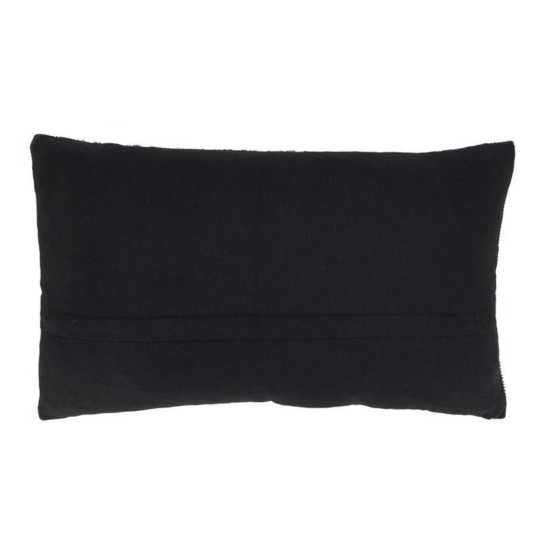 Saro Lifestyle Crafted Multi-Pattern Poly Filled Throw Pillow, Black, 14"x23"