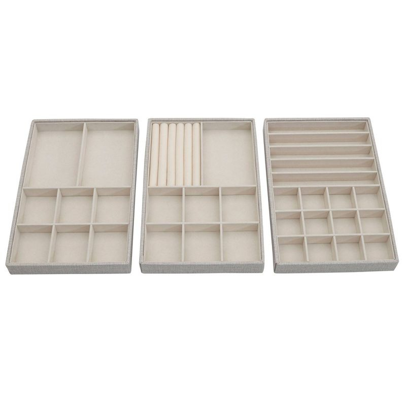 Household Essentials Stackable Jewelry Trays 3 Silver