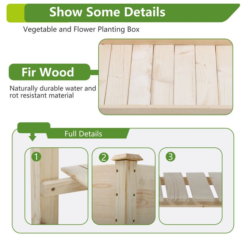 FDW Raised Garden Bed, Wood Planter Box Outdoor and Indoor Planter Box Garden Grow Box Patio Gardening Planter Box for Vegetable Flower,Nature