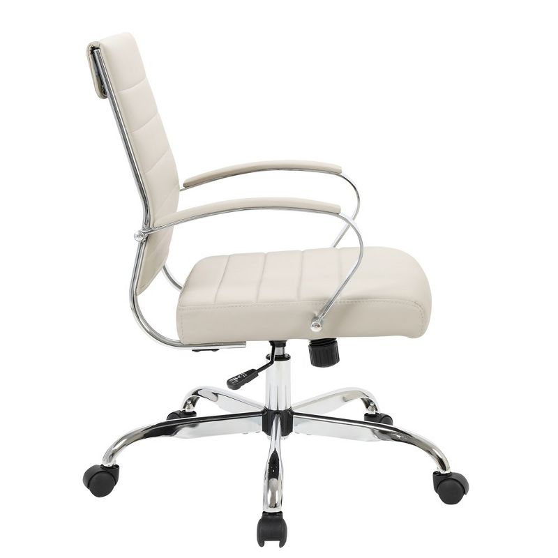 LeisureMod Benmar Mid-Back Office Conference Chair Upholstered in Leather with Swivel and Tilt in Tan