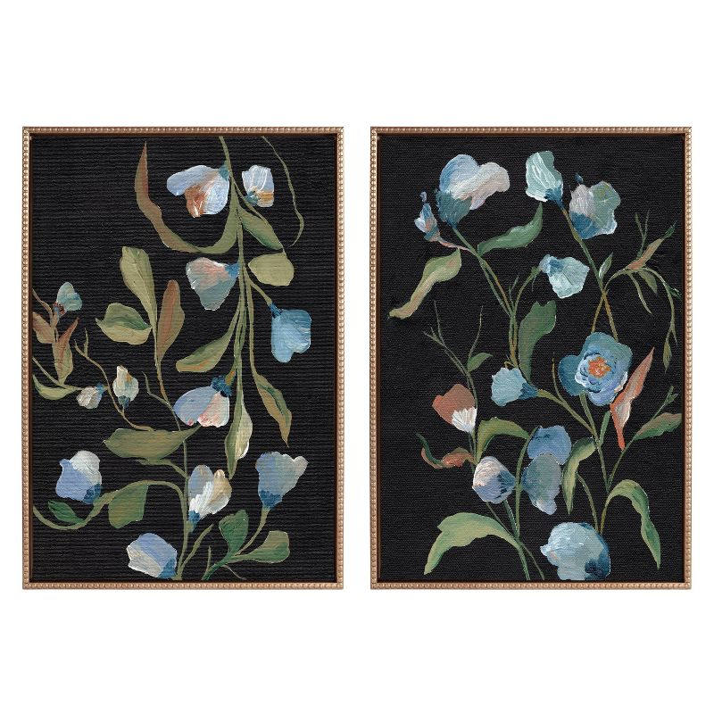 Kate & Laurel All Things Decor 23"x33" (Set of 2) Sylvie Foliage I and III Framed Canvas Arts by Nikita Jariwala Beaded Gold : Vintage