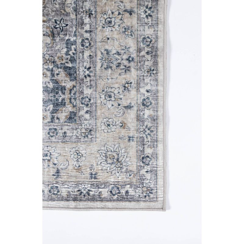 Momeni 2'x3' Karachi Talia Accent Rug Gray: Geometric Bohemian Indoor Area Rug with Rubber Backing