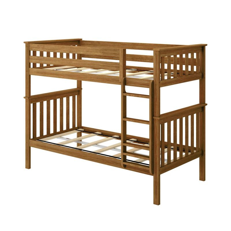 Plank+Beam Solid Wood Twin over Twin Bunk Bed with Ladder for Adults, No Box Spring Needed