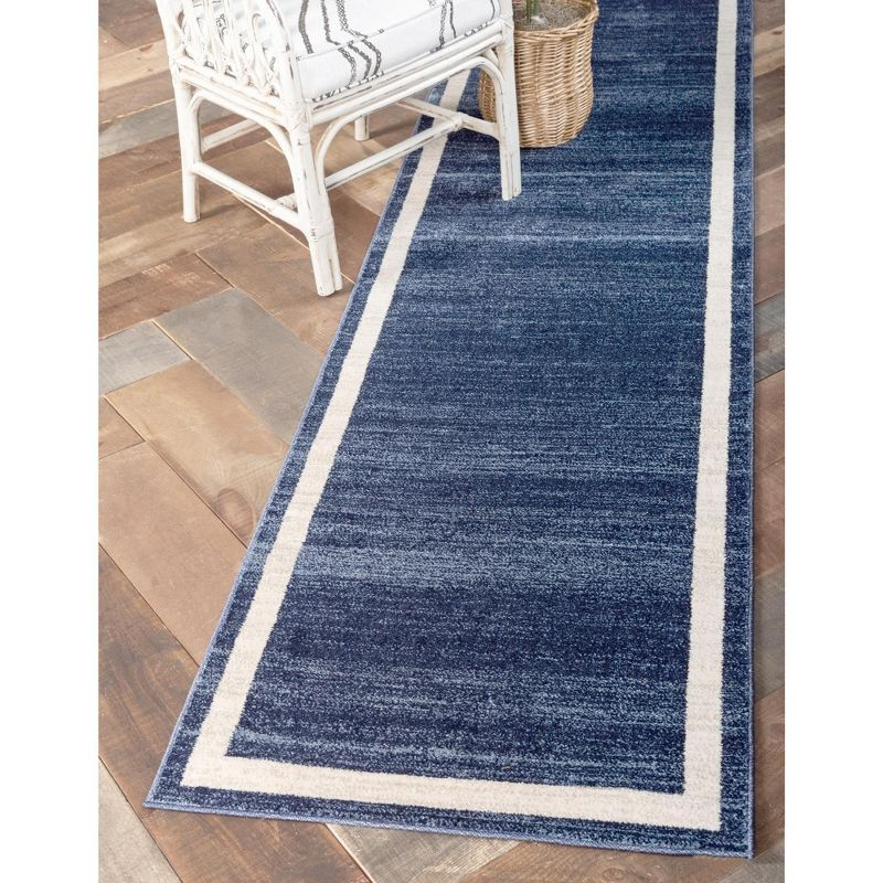Unique Loom Del Mar Collection Area Rug - Maria (2' 7" x 10' Runner Navy Blue/Ivory)