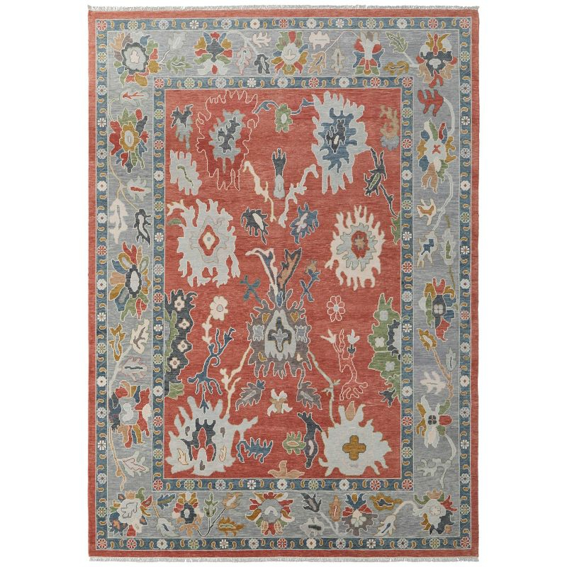 Karina Transitional Floral & Botanical Red/Gray/Ivory Area Rug