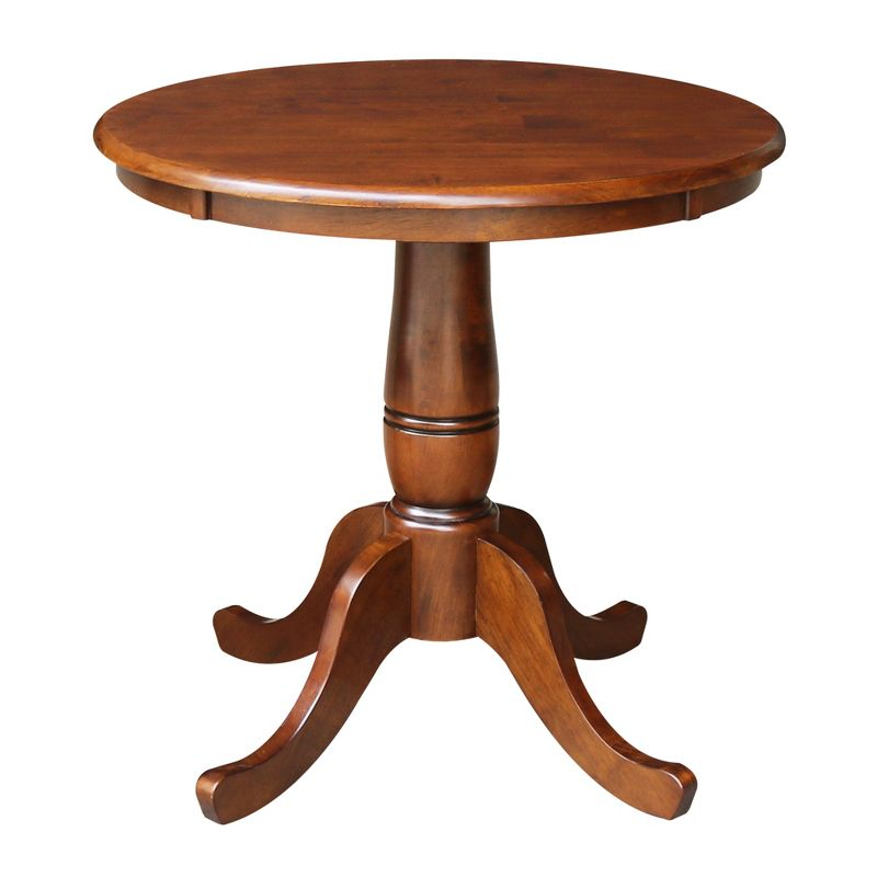30" Round Top Pedestal Dining Table – International Concepts: Mid-Century Modern, Seats 4, Hardwood