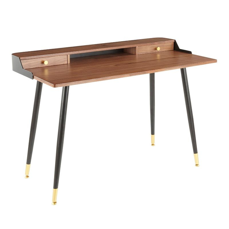 Harvey Contemporary Computer Desk Black/Walnut - LumiSource