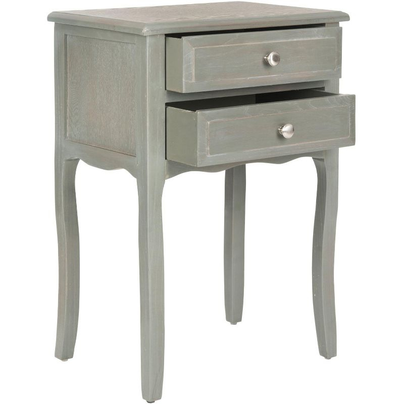 Lori End Table With Storage Drawers - AMH6576B - Ash Grey - Safavieh Couture