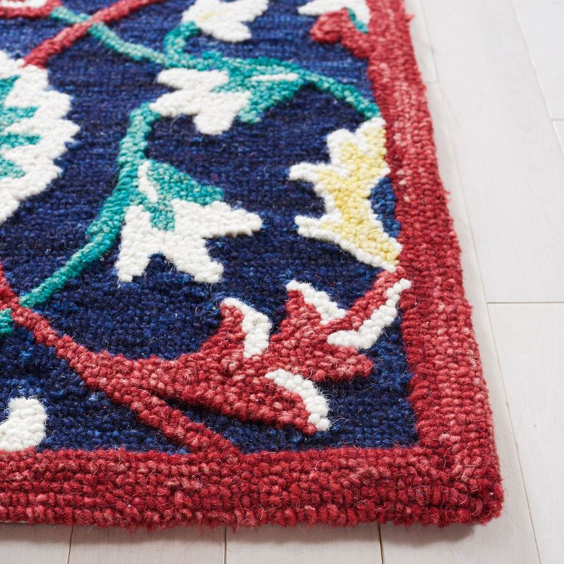 Blossom BLM564 Hand Tufted Area Rug - Navy/Red - 4'x6' - Safavieh.