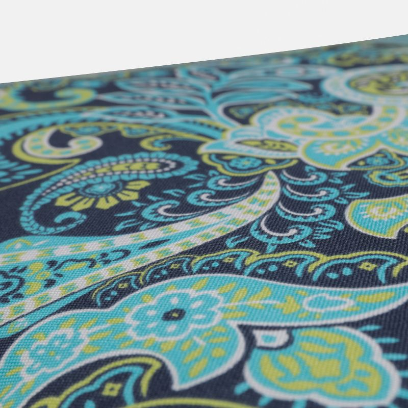 2pk Outdoor Square Edge Seat Cushion Set - Navy/Turqouise/Paisley - Pillow Perfect: Weather-Resistant with Ties, Zippered