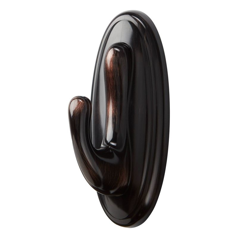 2pk Command Curtain Rod Hooks Oil Rubbed Bronze: No Drill Brackets, 5lb Capacity, Plastic, Brown, 0.625" Rod Diameter