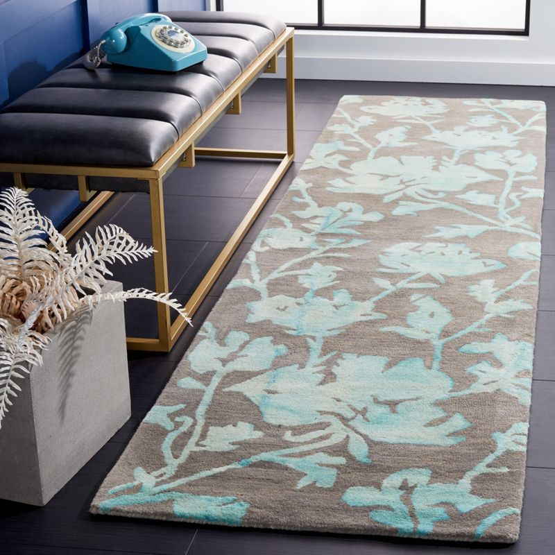Dip Dye DDY716 Hand Tufted Runner Rug - Grey/Turquoise - 2'3"x10' - Safavieh.