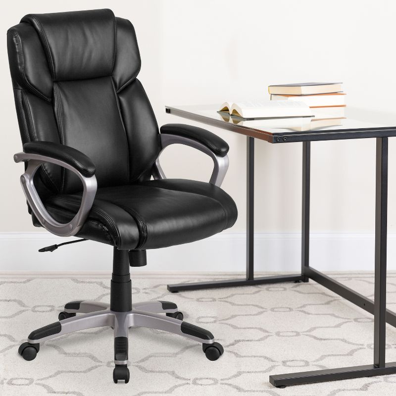 Flash Furniture Mid-Back Black LeatherSoft Executive Swivel Office Chair with Padded Arms