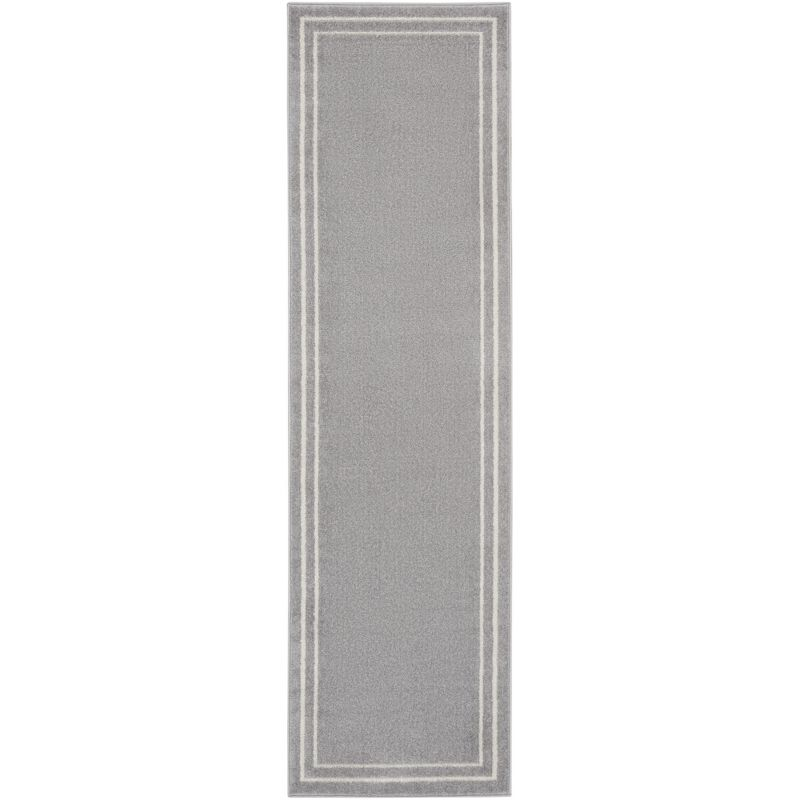Nourison Essentials 2'2" x 7'6 Grey/Ivory Contemporary Indoor/Outdoor Rug