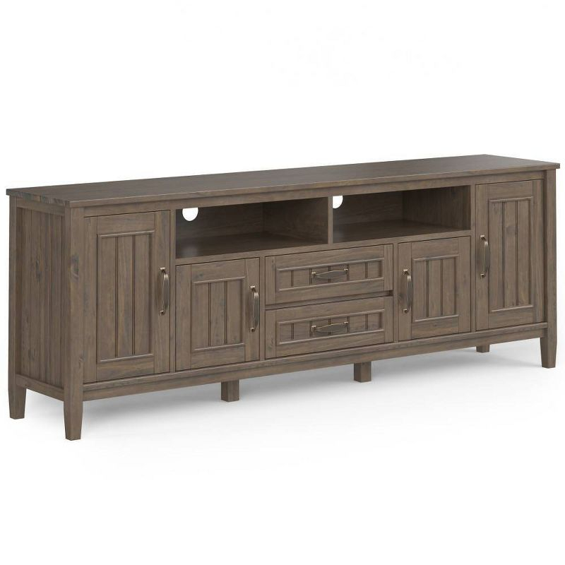 Rowan 72" TV Stand for TVs up to 80" Smoky Brown - Wyndenhall: Contemporary Media Console with Drawers