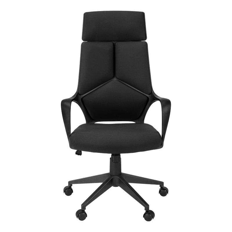 Monarch Specialties Office Chair Adjustable Height Swivel Ergonomic Armrests Computer Desk Work Metal Fabric White Grey Contemporary Modern