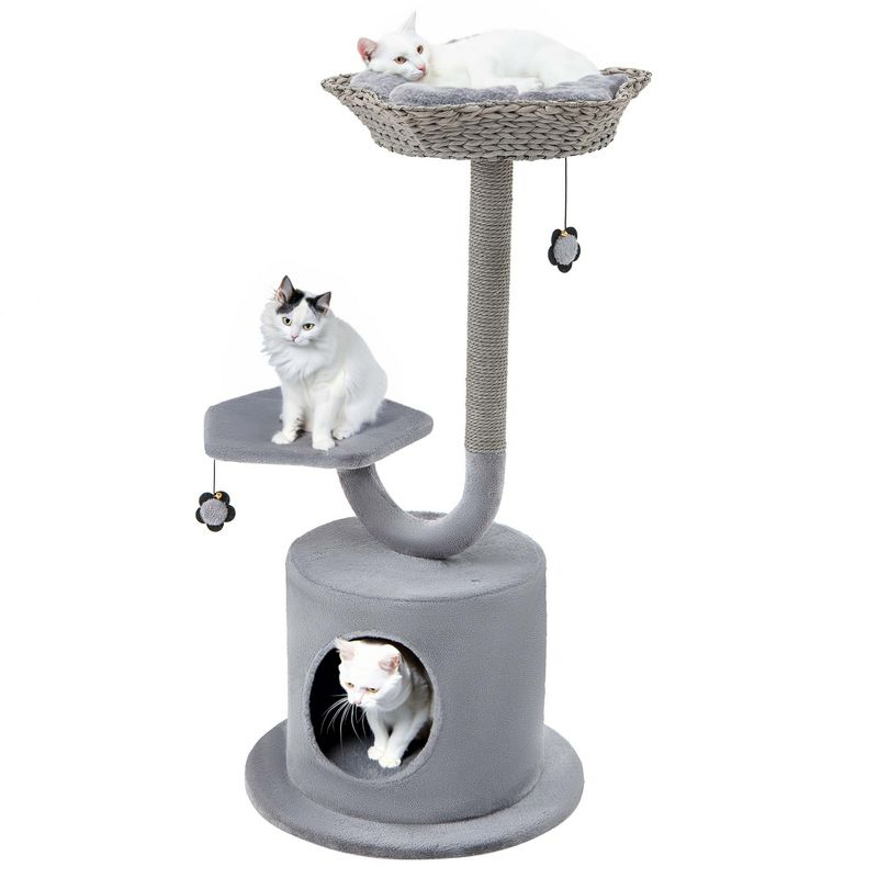 Costway 42'' Cat Tree Tower 3-Layer Activity Center with Scratching Post Condo & 2 Perches