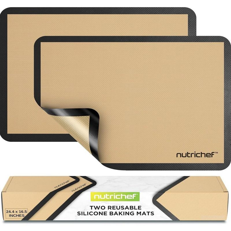 Nutrichef 2 - Pc Silicone Baking Mats - Brown & Black