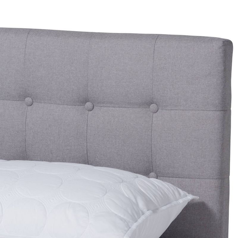 Queen Devan Fabric Upholstered Platform Bed with Headboard - Baxton Studio: Mid-Century Modern Style
