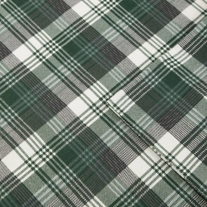 King Patterned Flannel Sheet Set Green Plaid