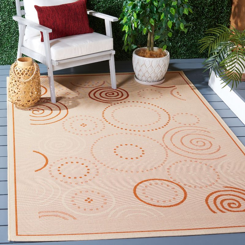 Courtyard CY1906 Power Loomed Indoor and Outdoor Area Rug - Natural/Terra - 9'x12' - Safavieh