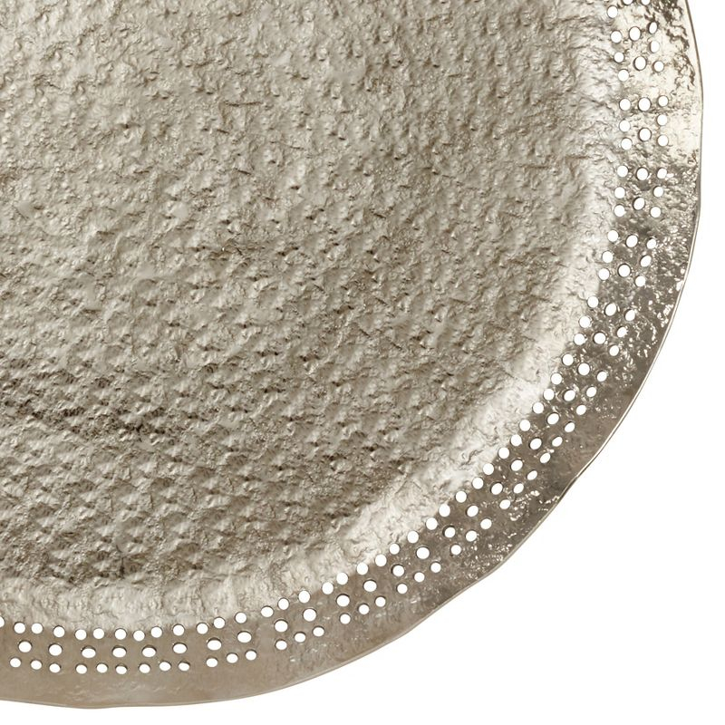 Saro Lifestyle Hole Punched Metal Charger Plates (Set of 4), Silver, 14" Round