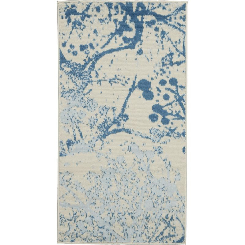 Nourison Jubilant 2' x 4' Ivory/Blue Area Rug Contemporary Artistic Abstract by Nourison