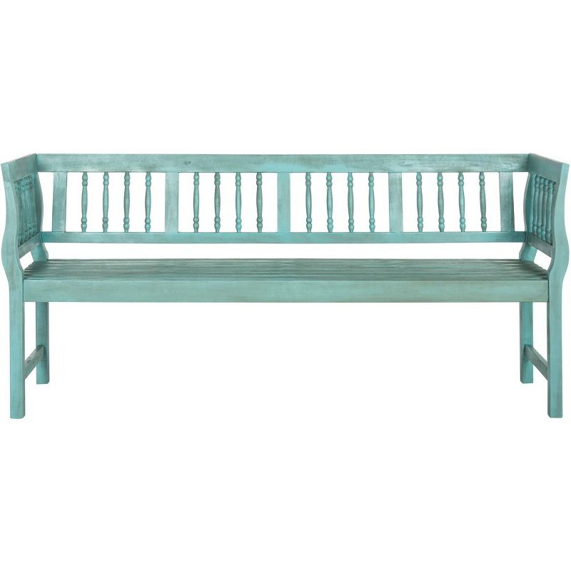 Brentwood Bench - Outdoor - PAT6732 - Beach House Blue/Beige - Safavieh