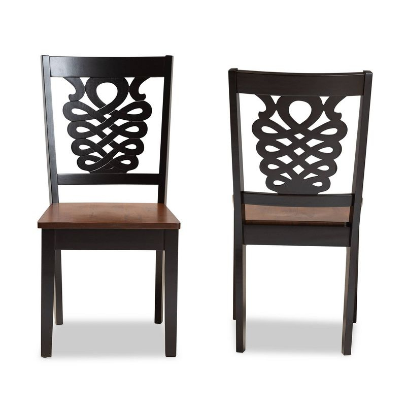 2pc Wood Gervais Two-Tone Dining Chair Set Dark Brown - Baxton Studio