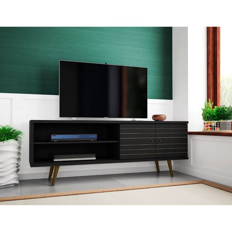 Liberty 2 Shelves and 2 Doors TV Stand for TVs up to 60" Black - Manhattan Comfort