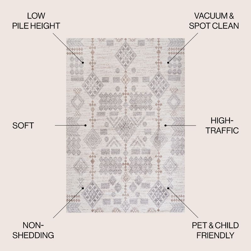 8'x10' Bhalil Berber Diamond Geometric Area Rug, Beige/Gray - JONATHAN Y